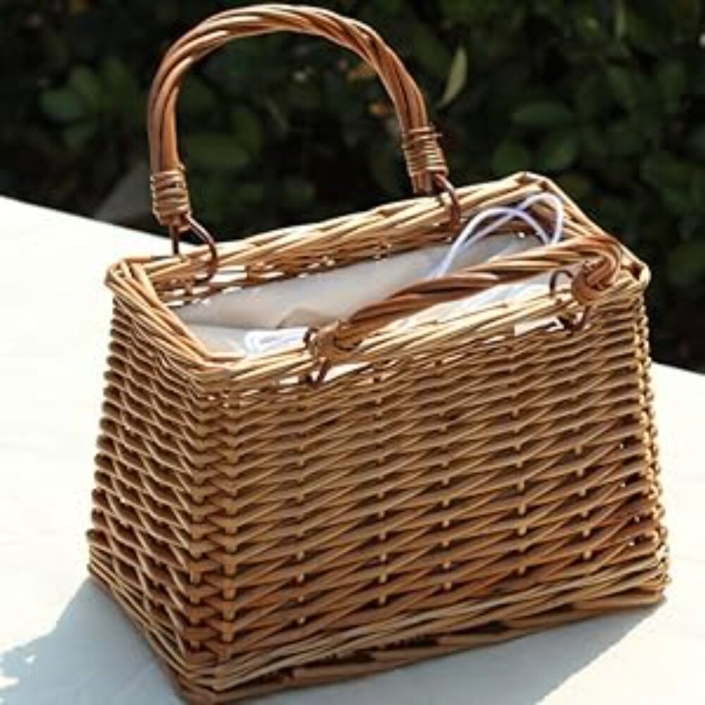 Neiman Marcus Natural Handwoven Wicker Handbag - Picture 6 of 6